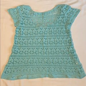 ZARA Wide Back Knit Top, Aqua Blue, Medium